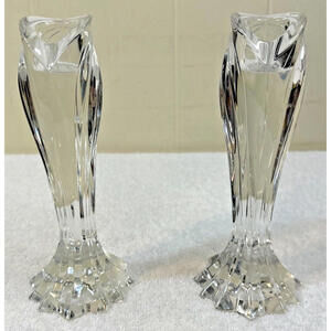 Lenox Fine Crystal Tapper Candle Holder 7" ~ MADE IN Germany Set Of 2 Heavy Pcs